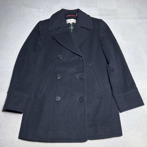 Pendleton Navy Lambs Wool Double Breasted Pea Coat Women's Size‎ Petite Small - Picture 1 of 13